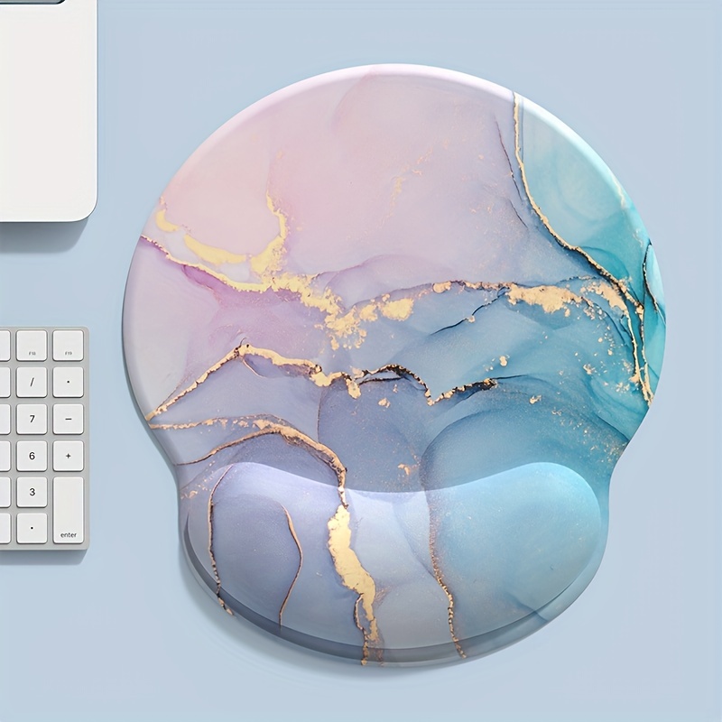 Wrist Rest Ergonomic - Pudra Mavi Degrade Mermer Doku Yuvarlak