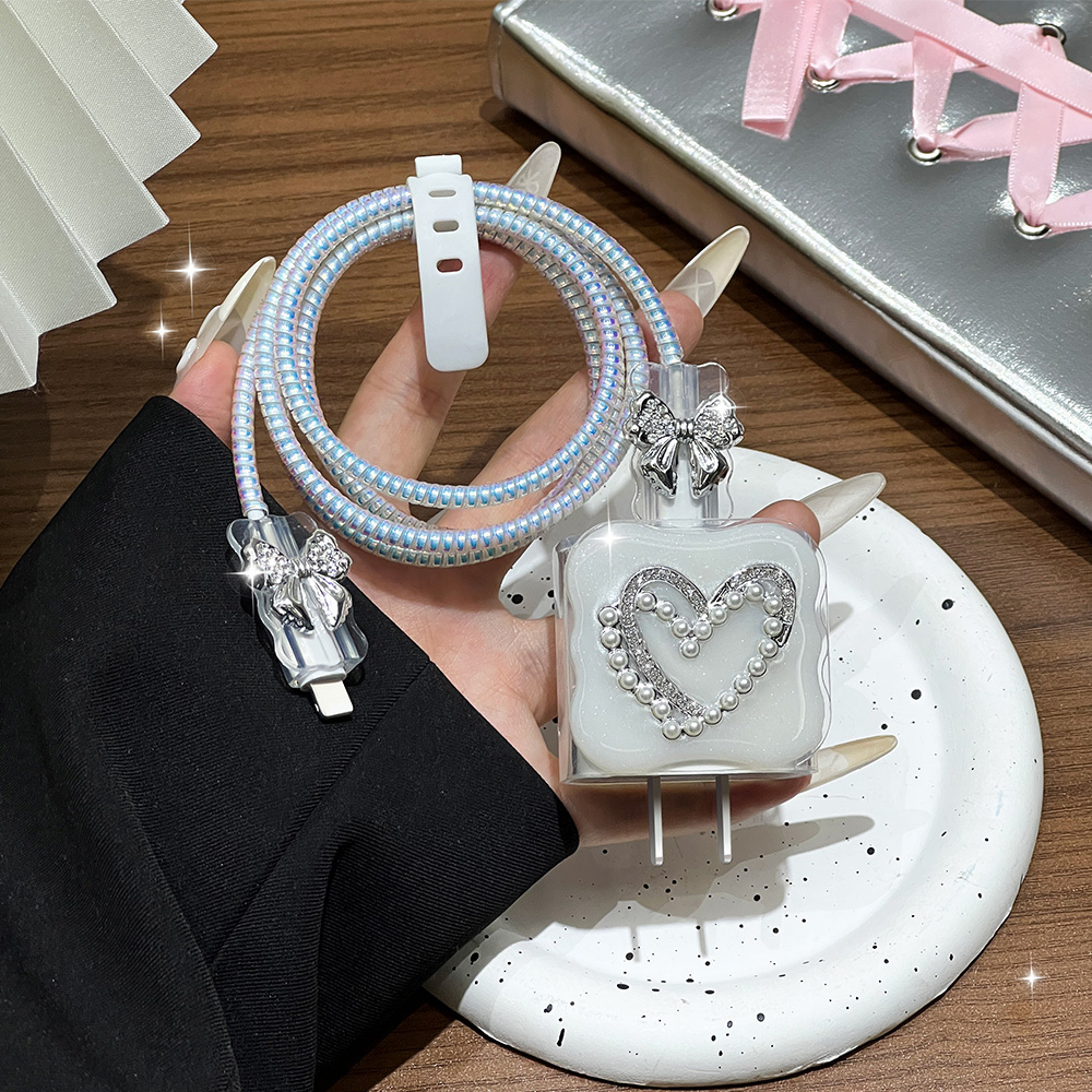 Sleeved Cable Kit - Sevimli 3D İnci Şarj Cihazı Koruyucu