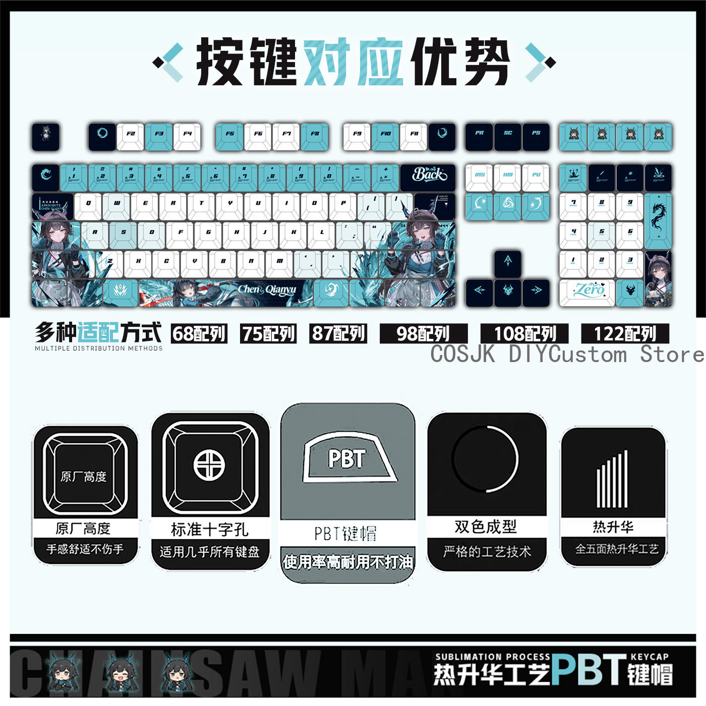 122 Tuşları Anime Chen Qianyu  - Gaming Accessories Keyboards incelemesi ve fiyatı